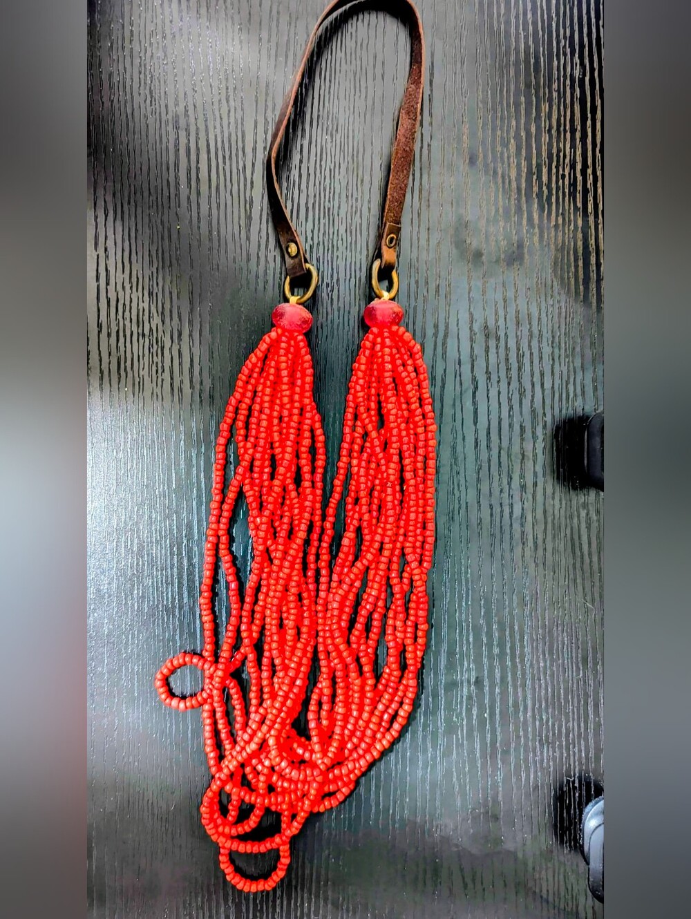 Red Beaded Tassel Necklace - Women Jewelry